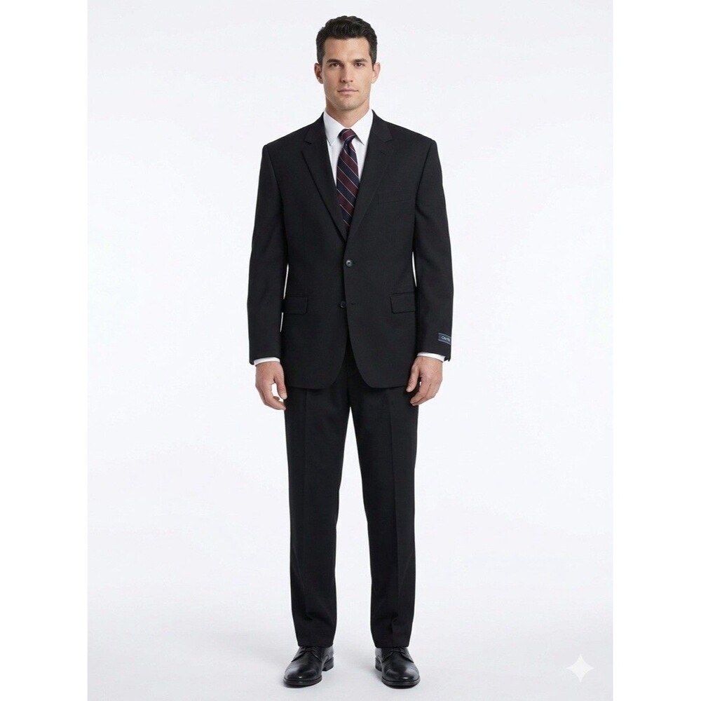 NWOT Oak Hill Suit Set 52L 52x29 Big & Tall Men Black Wool Blend Blazer Trousers
